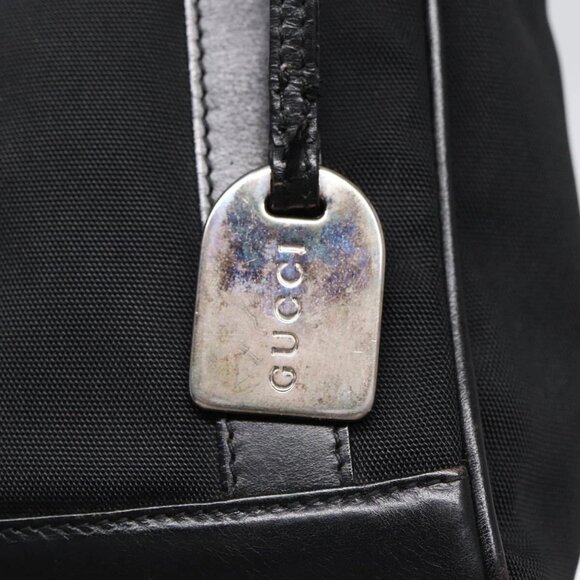 GUCCI Hand Bag Nylon Leather Black Silver - Picture 12 of 16